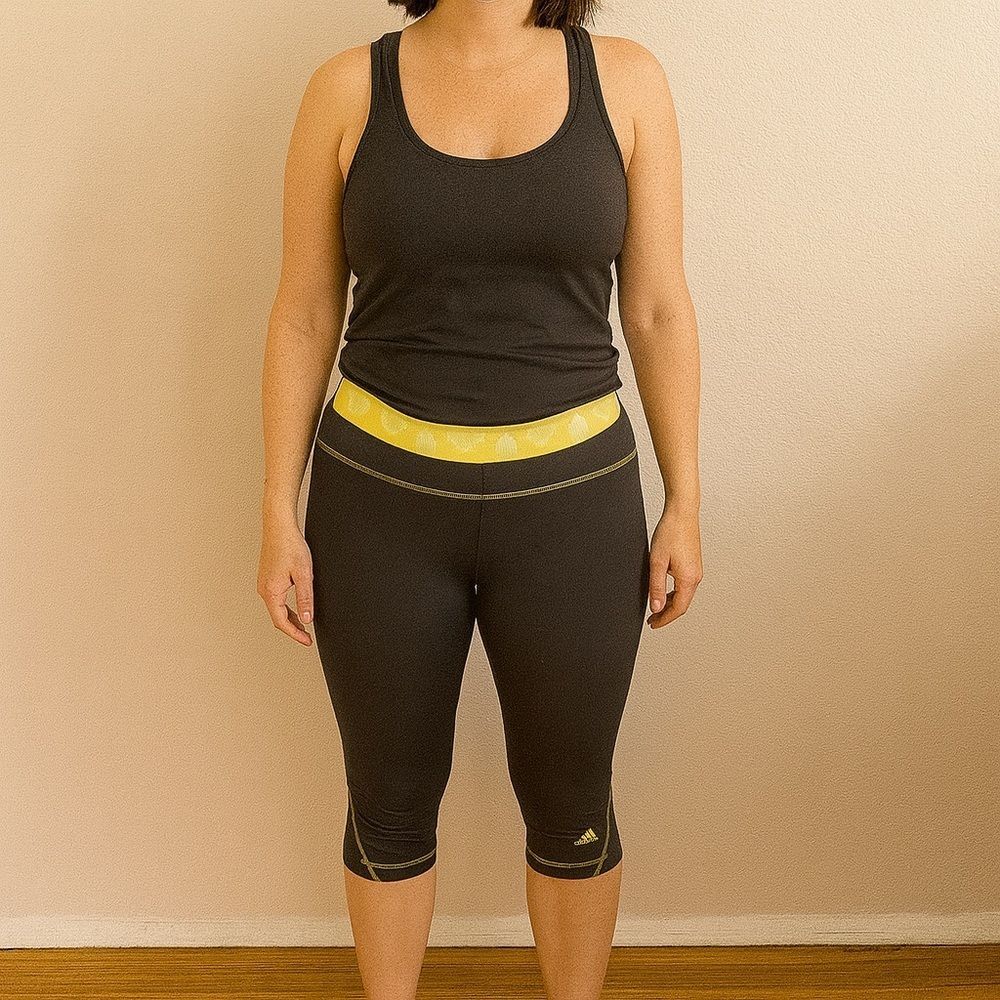 Adidas Athletic Workout Running Soccer 5k Yoga Crop Leggings Grey Small